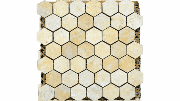 Jerusalem Gold Limestone 2 Hex Mosaic Tile