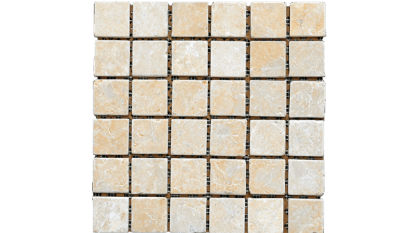 Jerusalem Gold Limestone Tumbled 2x2 Mosaic Tile