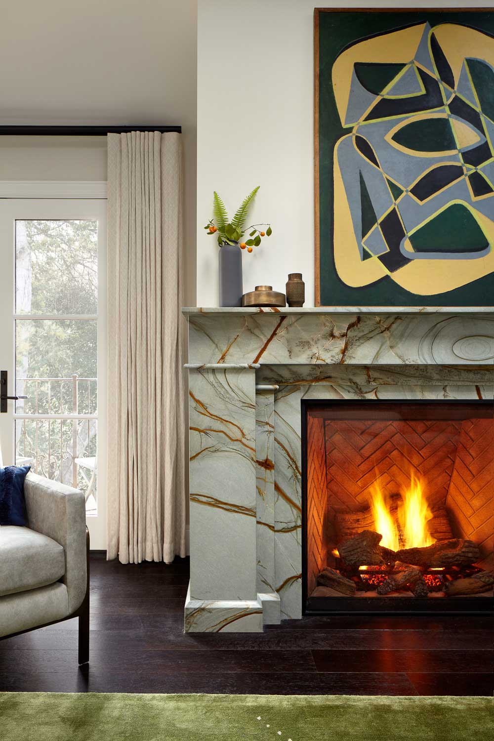 Blue Marine Quartzite Fireplace    Mirada Ave (2)