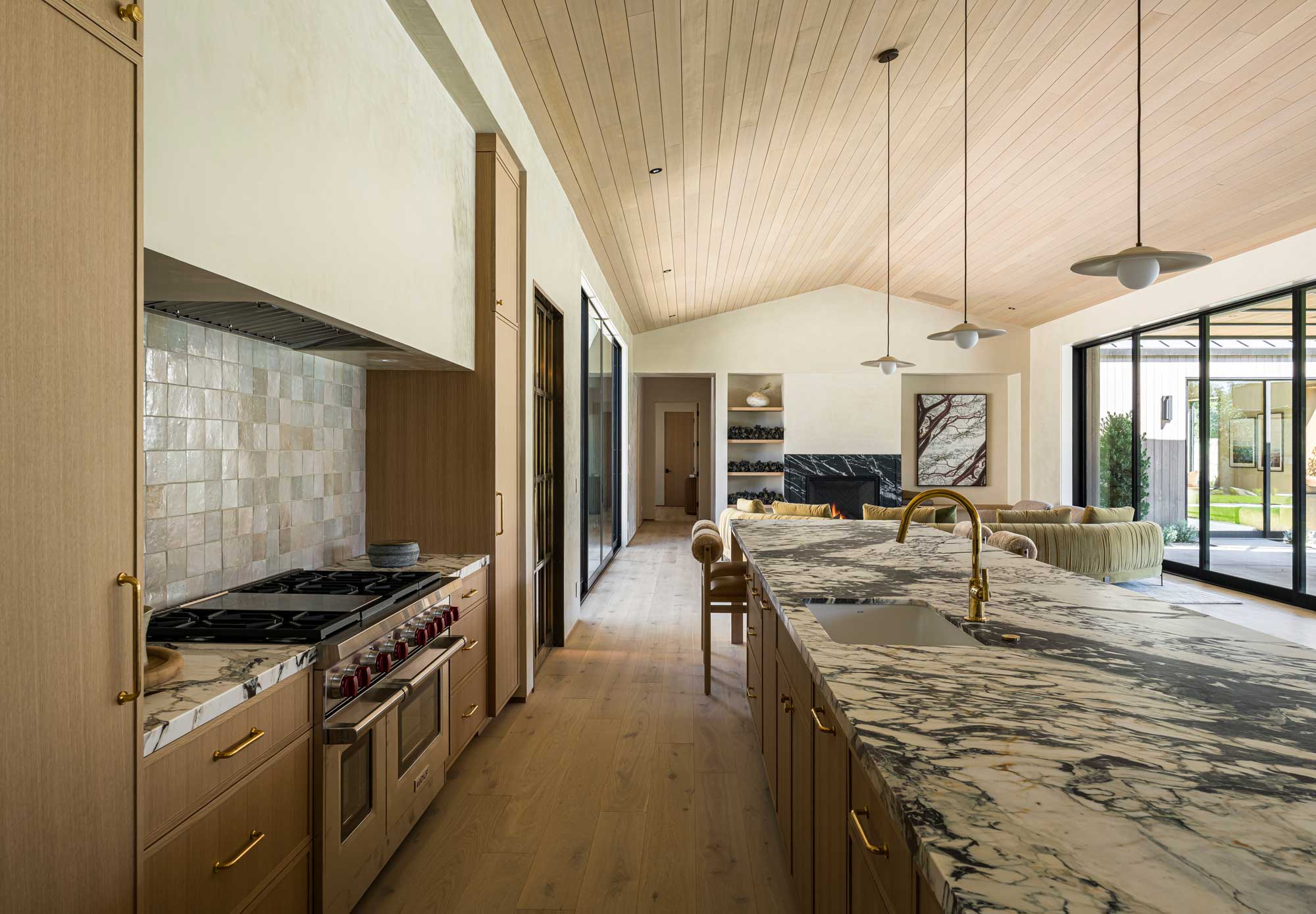 Marine Black Phyllite Living Room Fireplace And Forte Bellini Zellige Kitchen Backsplash   Ridge Project (1)